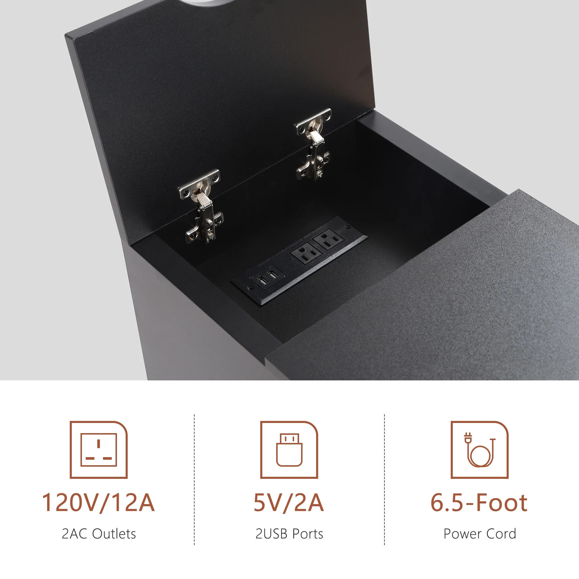 YOCWO Fluted Nightstand for Bedroom Set of 2 , Wood Bedside Table Set of 2 with Drawers, Black