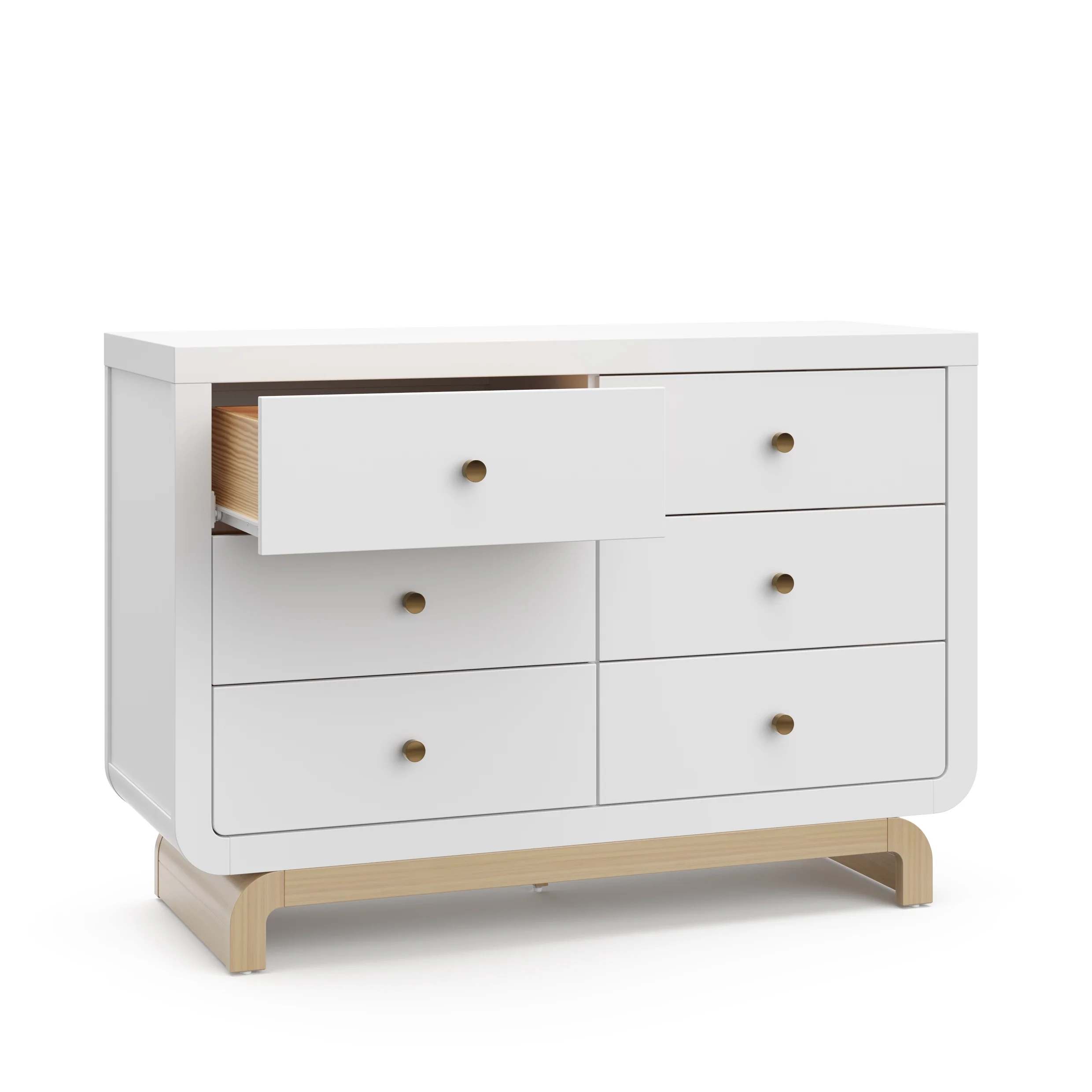Storkcraft Santorini 6 Drawer Double Dresser, White/Driftwood