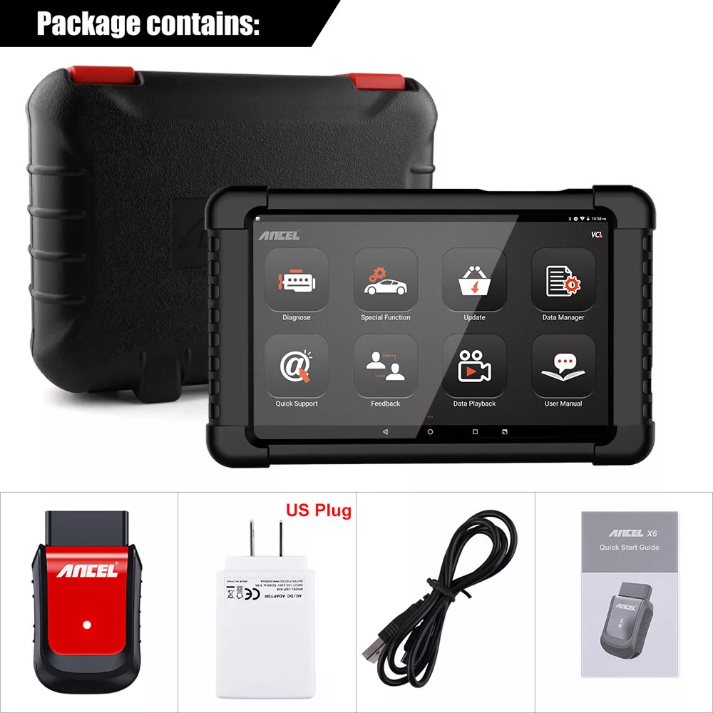 Ancel X6 Wireless OBD2 Diagnostic Scan Tool All System OBD2 Scanner Automative ABS Oil EPB BMS SAS IMMO TPS TPMS Injector Coding DPF 10 Service Tool Car Code Reader 10inch Tablet 2 Years Free Update
