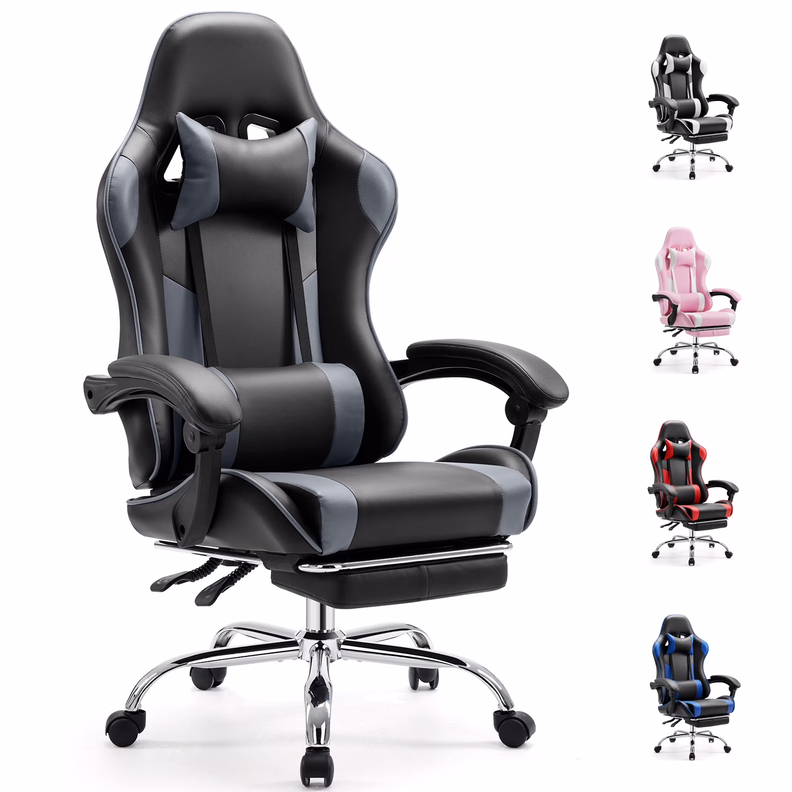 EDX Ergonomic Gaming Chair High Back Office Chair with Lumbar Support and Adjustable Armrests Swivel Racing Chair, Black and Gray