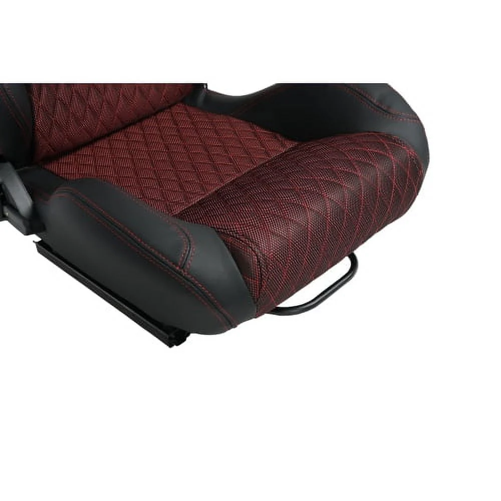 Racing Seat High Quality Pvc With Suade Material Double Slider, 2Pcs, Red