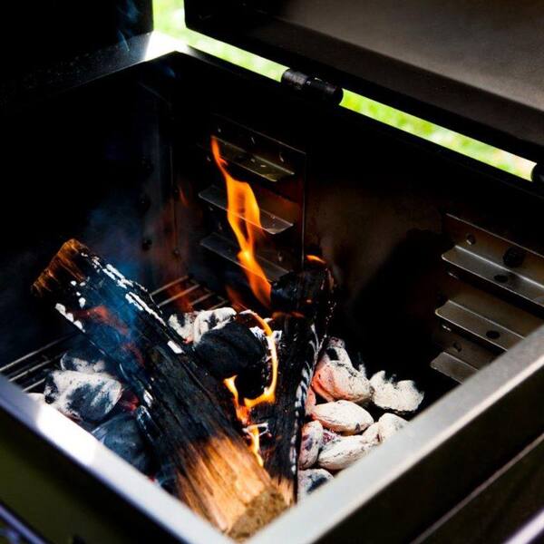 Bandera Vertical Offset Smoker and Charcoal Grill Combo in Black with 992 sq. in. Cooking Space