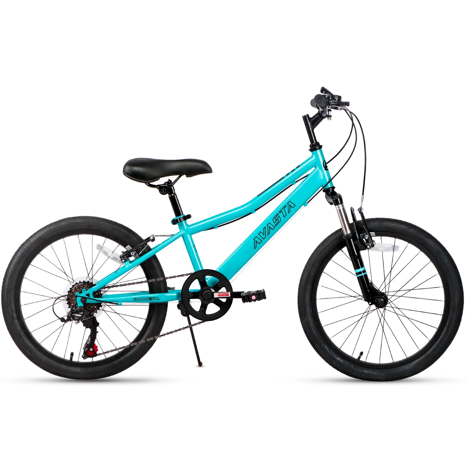 AVASTA 20'' Big Kids Mountain Bike for Age 6 7 8 9 10 11 12 Years Old Boys Girls Teen with Suspension Fork Front & Rear Dual Hand Brakes 6 Speeds Drivetrain, Cyan
