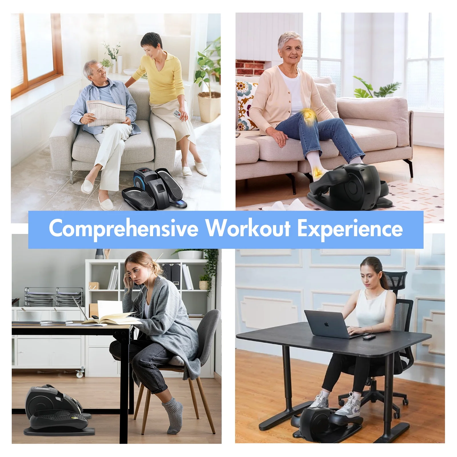 Baokaler Under Desk Elliptical Exercise Machine, Electric Elipsefit Leg Exerciser while Sitting for Seniors,12 Adjustable Speeds with Remote Control