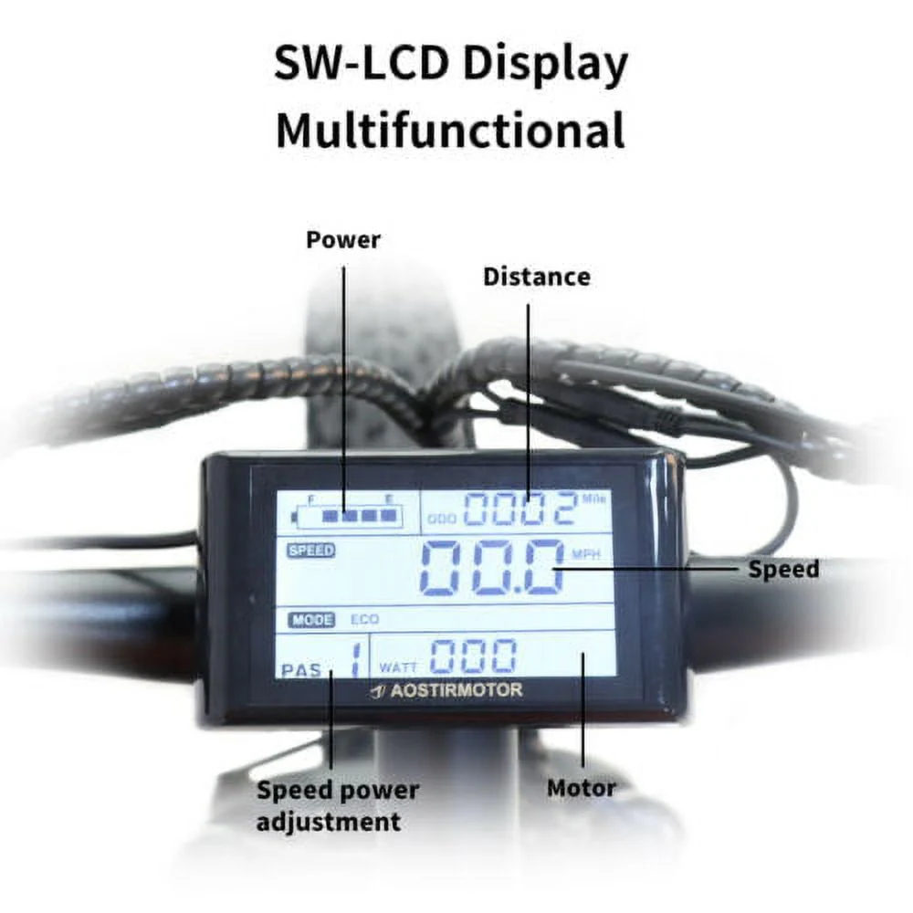 Aostirmotor Electric Mountain Bike, 749W Motor 48V 13AH Removable Lithium Battery Ebike with Rack, 26