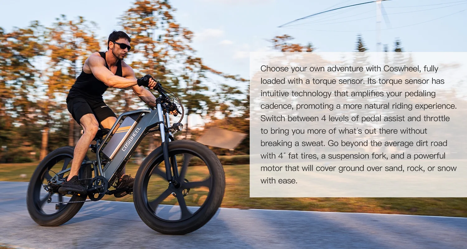 COSWHEEL T26 Electric Mountain Bike �C 48V 1000W Motor, 15Ah Battery, 26