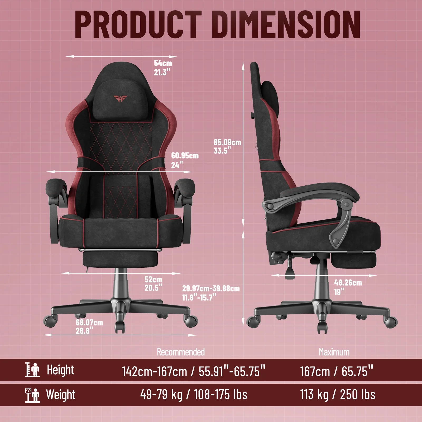SOONTRANS Gaming Chair for Adults, Velvet Fabric High Back Comfortable Video Game Chair with Footrest and Massage Lumbar Cushion, Racing Computer Desk Chair, Ergonomic Gamer Chair, Black/Grey