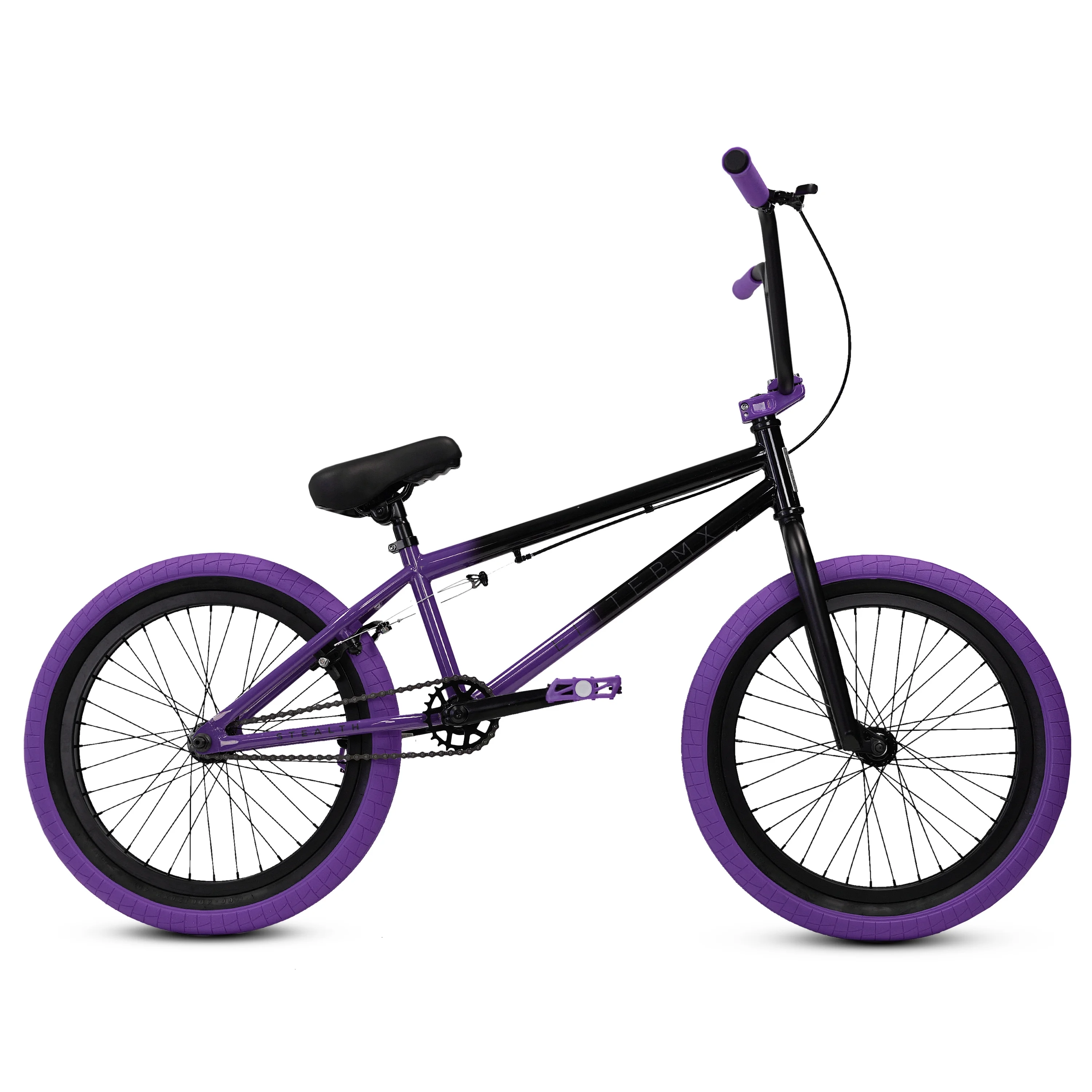 Elite BMX Bicycle 20�� Freestyle Bike - Stealth Blue Purple Ideal for Ages 7 to 18 Years