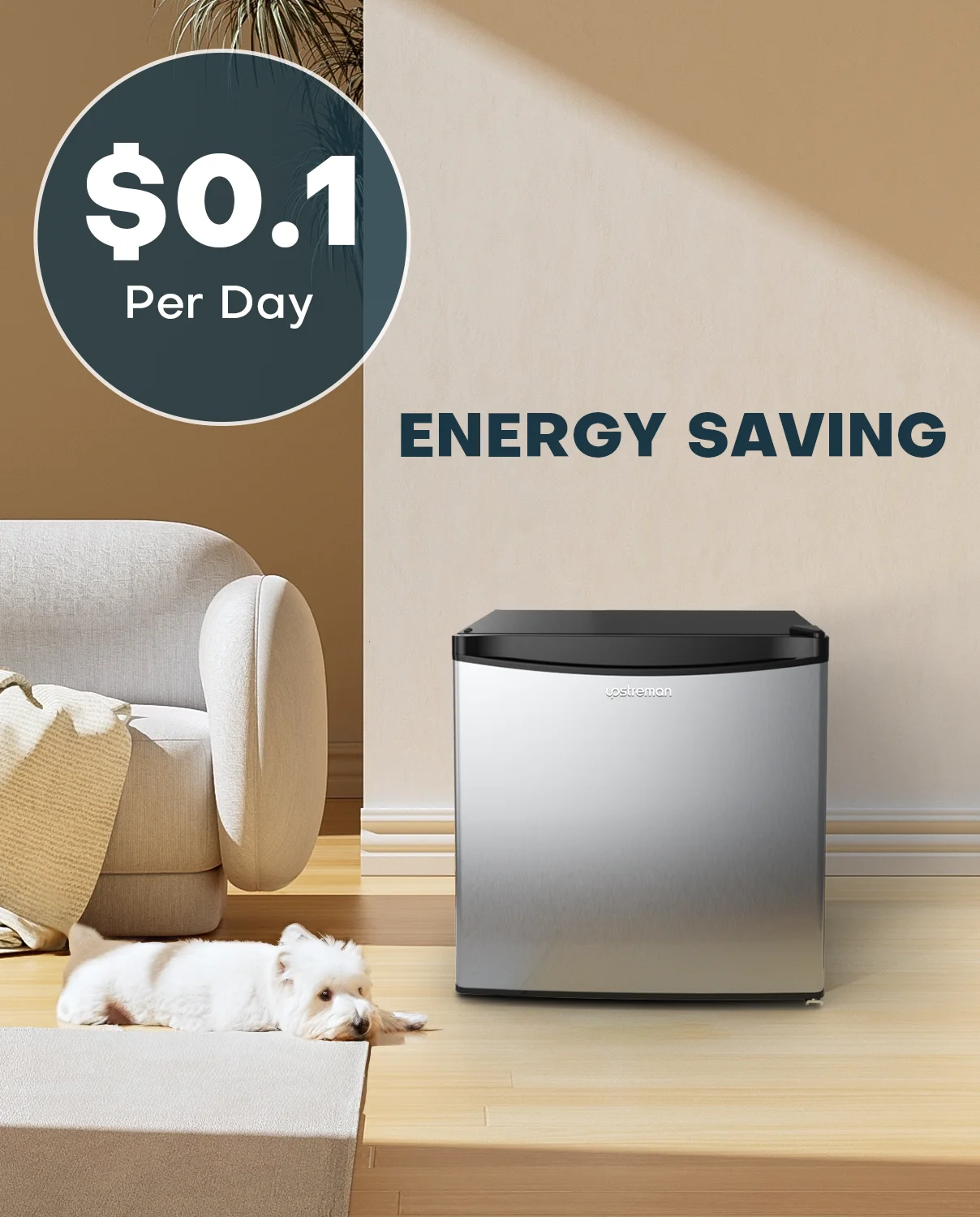 Upstreman 1.7 Cu ft Mini Fridge with Freezer Single Door Compact Refrigerator, Low Noise, Energy Saving, Adjustable Temperature, Reversible Door, for Home Office Dorm, Black FR17