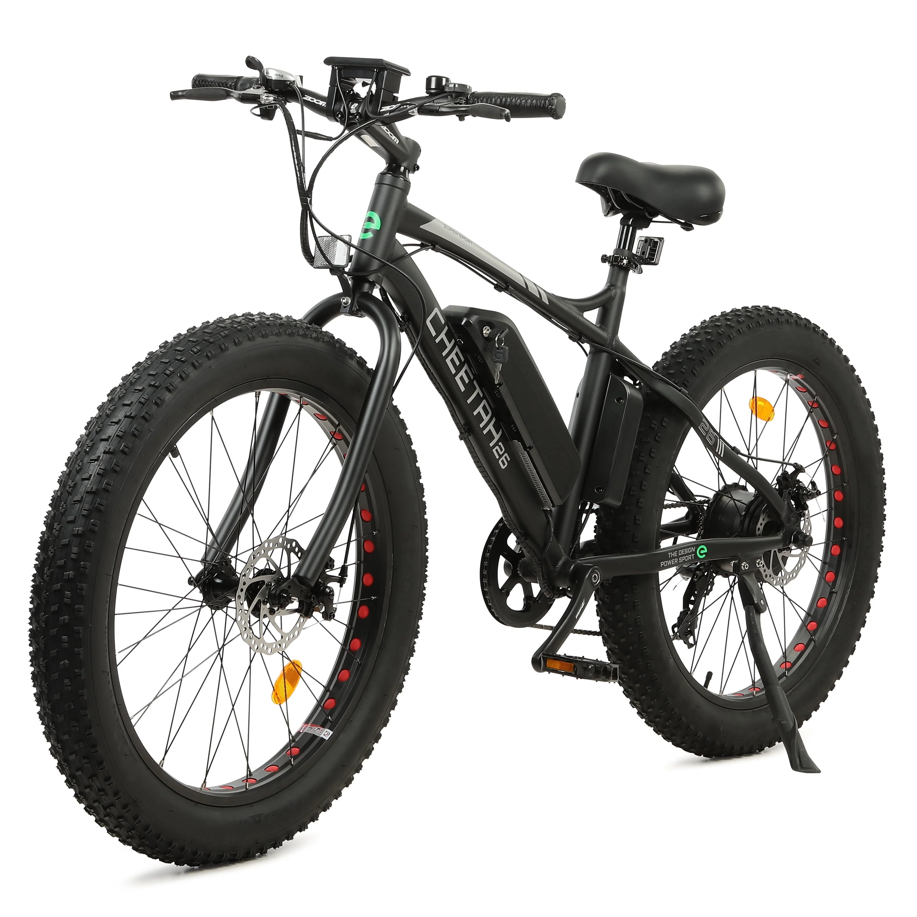 Ecotric 26 In. Electric Bicycle Fat Tire Wheel Snow Beach Mountain E-Riding Adult 36V 500 W Moped E bike
