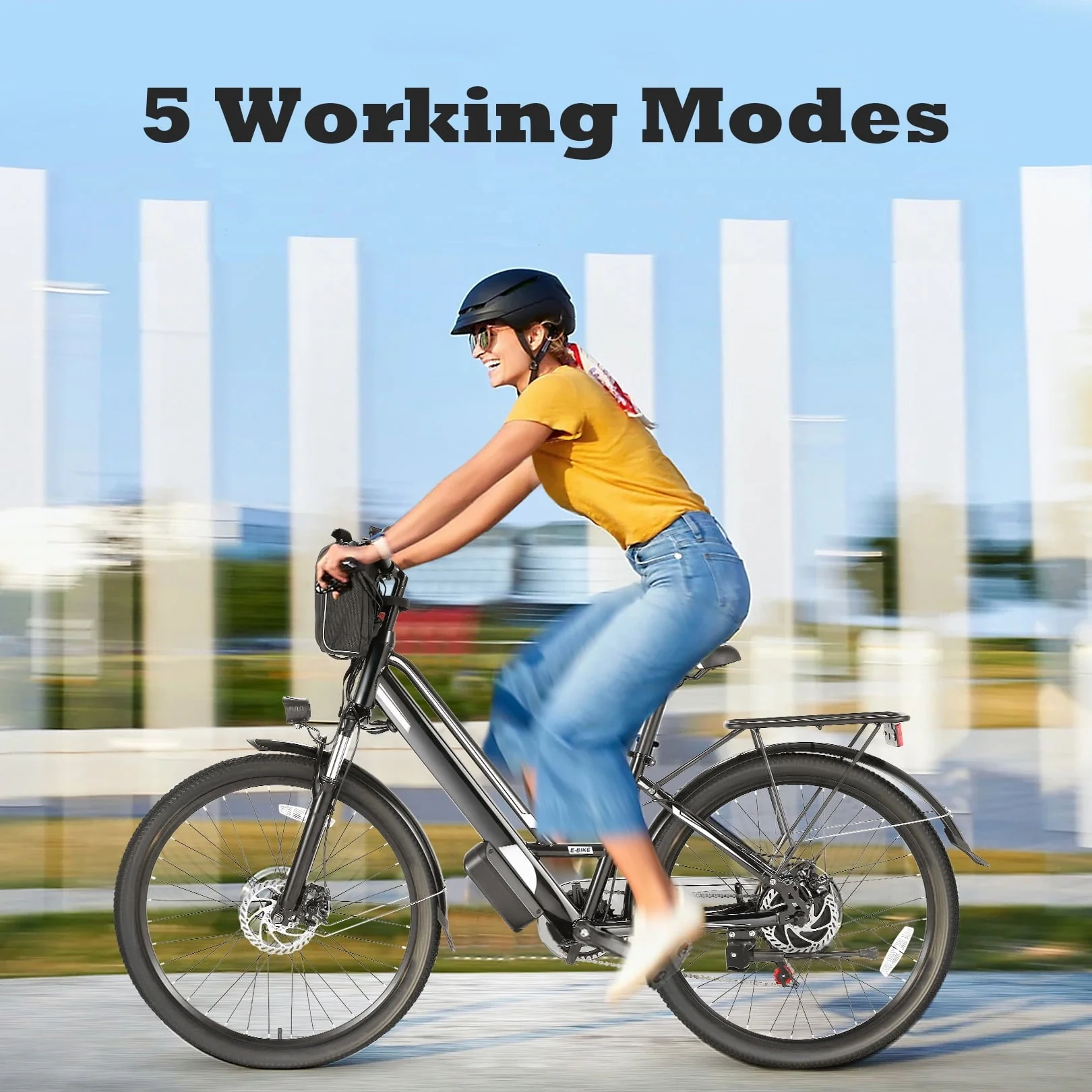 Gocio 500W 26'' Electric Bike 48V Electric Bicycle for Adults, 19MPH Cruiser Ebike, Electric Commuter Bike with Carrier Rack, Low Step Frame Shimano 7 Speed for Men Women Senior