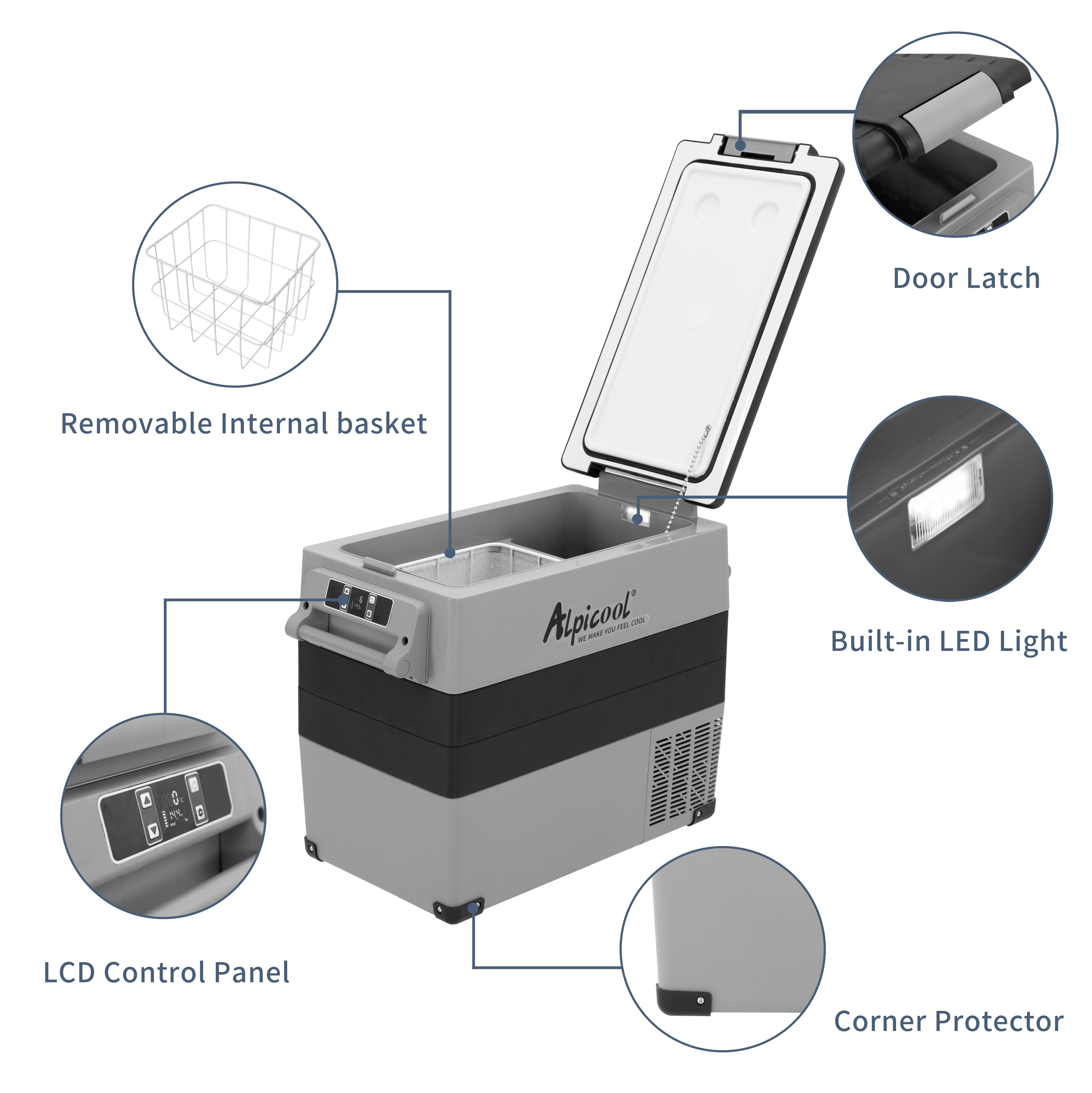 Alpicool CF55 Portable Refrigerator 12 Volt Car Freezer 58 Quart(55 Liter) Vehicle, Car, Truck, RV, Boat, Mini fridge freezer for Driving, Travel, Fishing, Outdoor -4��F to 68��F