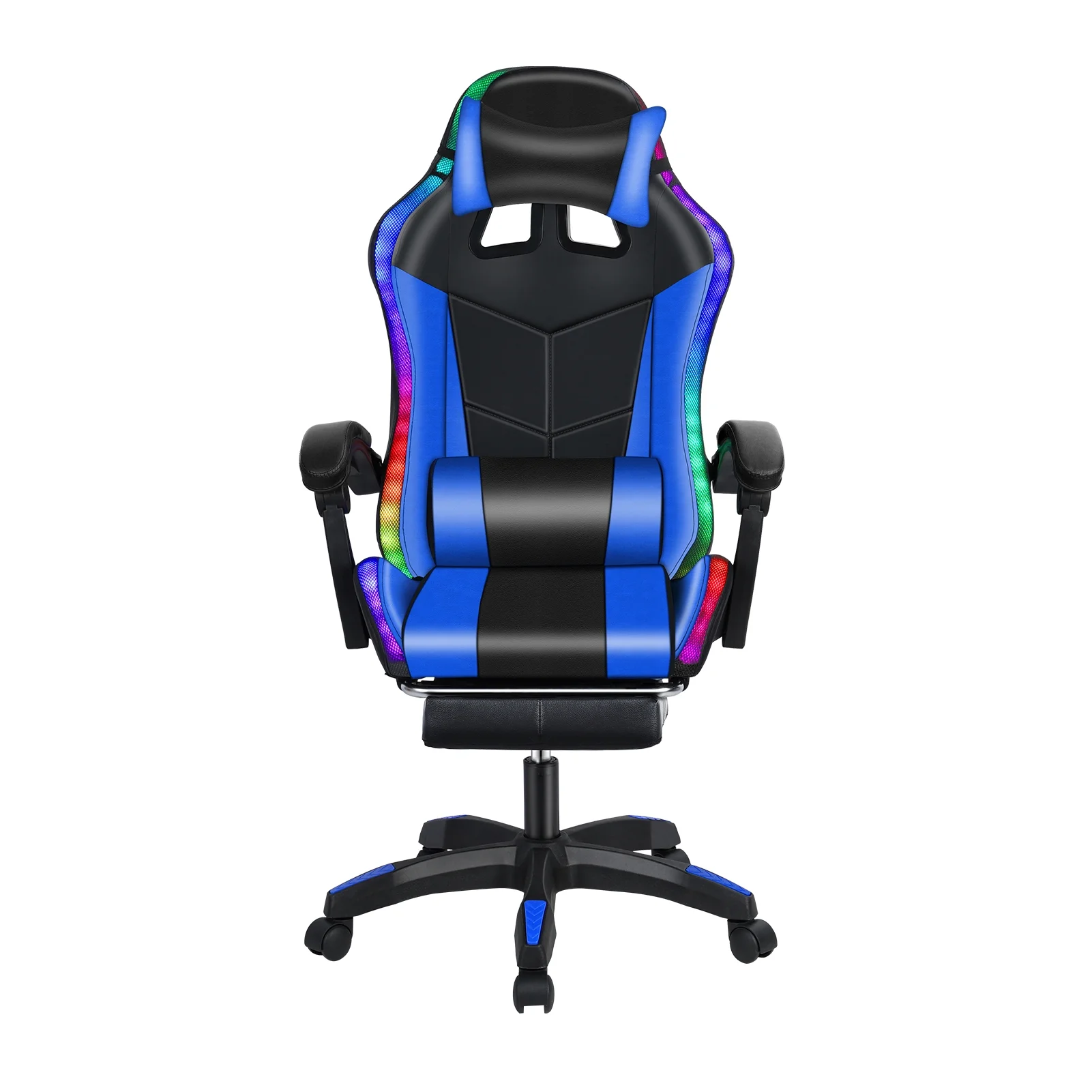 Gaming Chair with Bluetooth-compatible Speakers and RGB LED Lights, Ergonomic Massage Computer Chair with Height Adjustable, Video Game Chair High Back with Lumbar Support