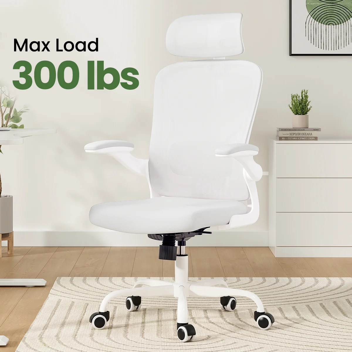 Ergonomic Office Chair,Home Office Desk Chair with Headrest,High Back Computer Chair with Armrests and Adjustable Lumbar Support for Home Office Study Room