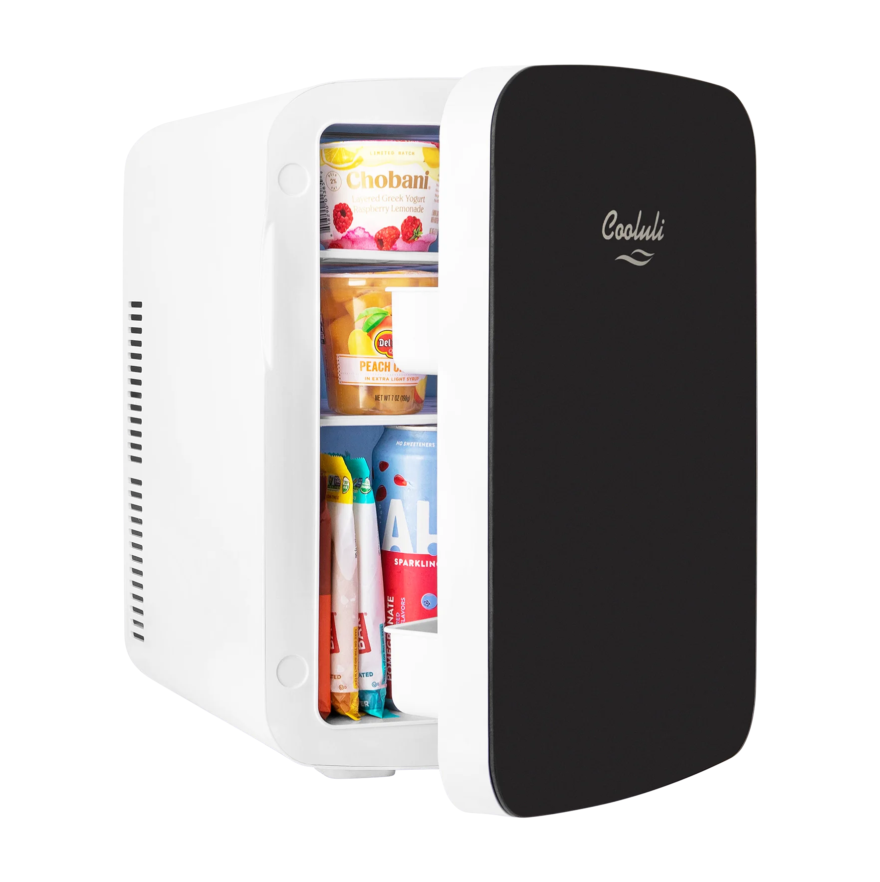 Cooluli Infinity Black 15 Liter Compact Portable Cooler Warmer Mini Fridge for Bedroom, Office, Dorm, Car - Great for Skincare & Cosmetics (110-240V/12V)