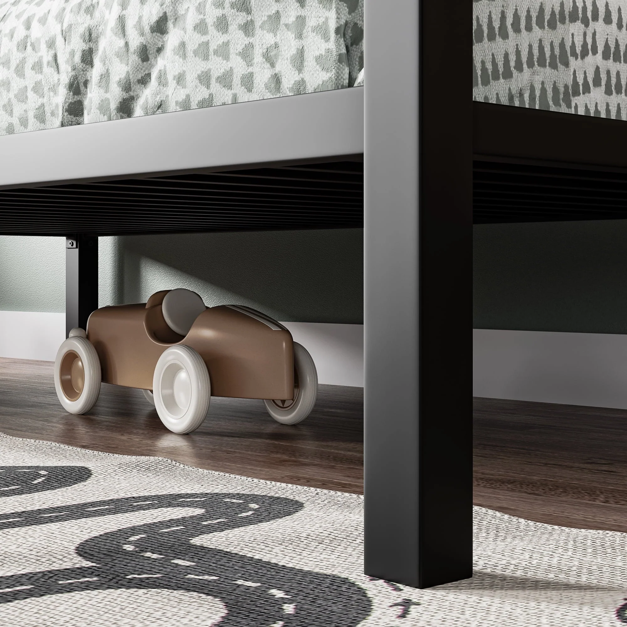 Sha Cerlin Black Twin over Full Size Metal Bunk Bed with Removable Stairs & Underbed Storage, Kids & Teens & Adults