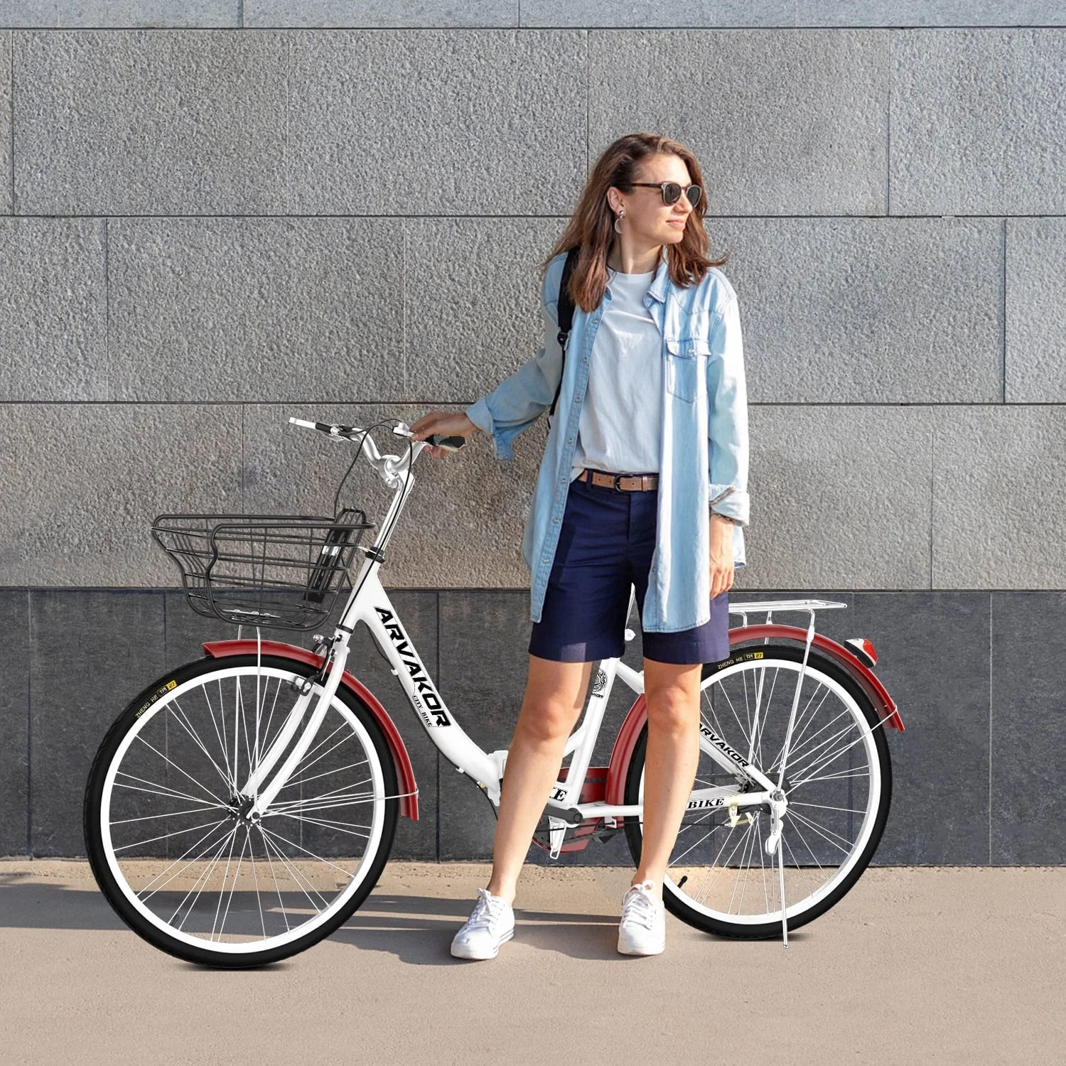 ARVAKOR 26 Inch Women Bike, Classic Bicycle Retro Bicycle, Cruiser Bike, White